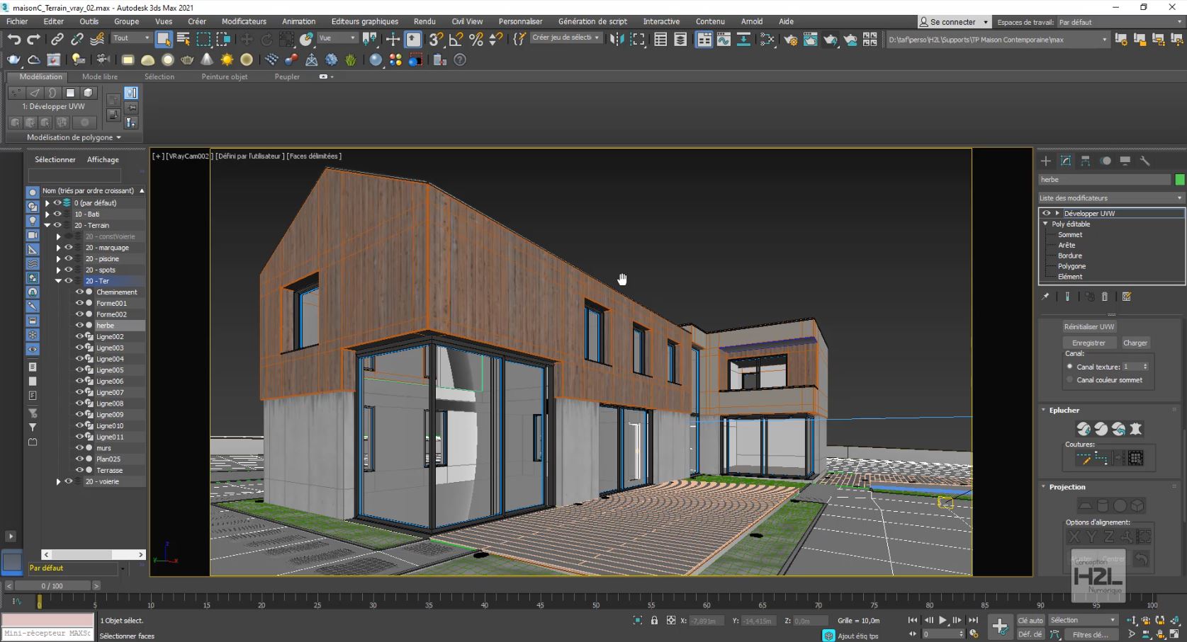 3ds Max_maison contemporaine_modélisation