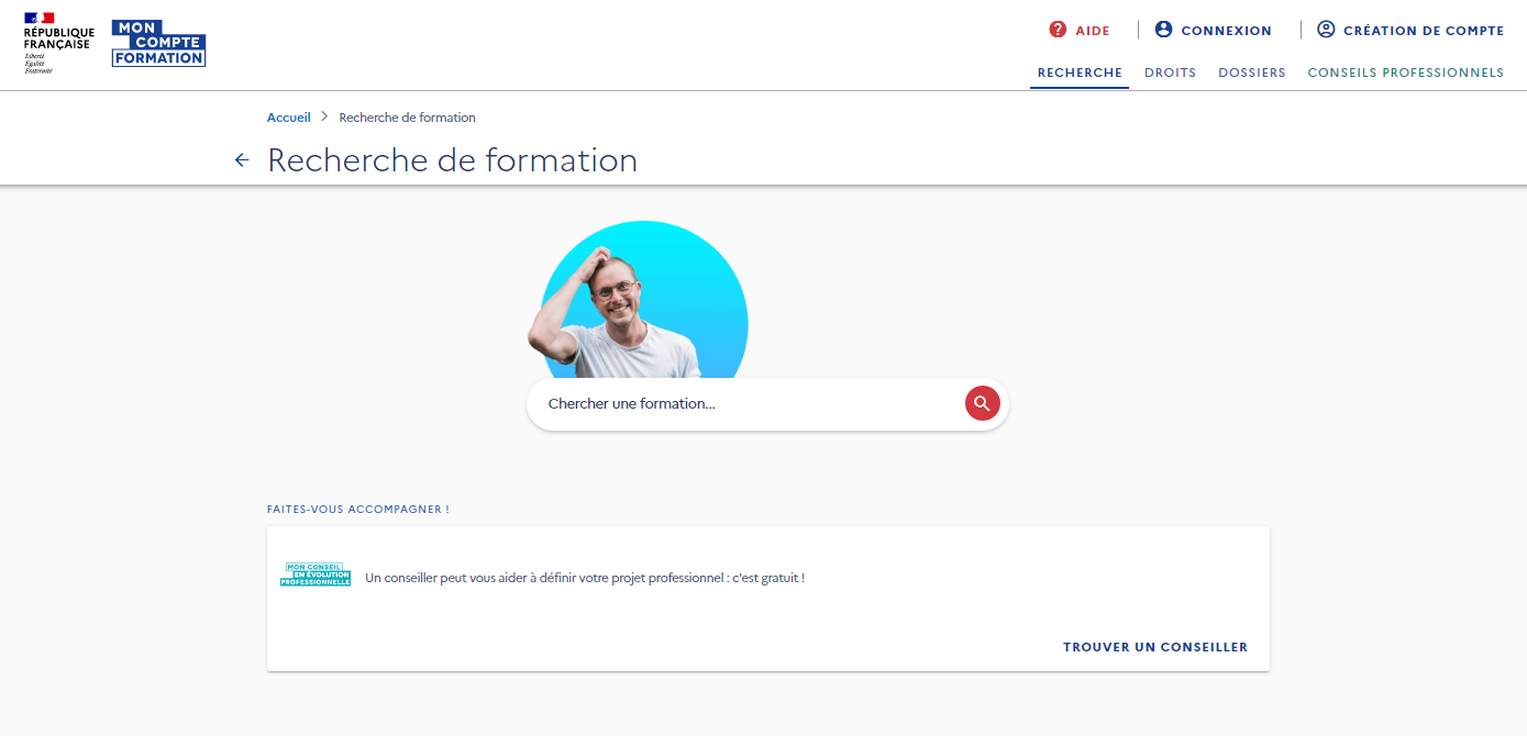 Moteur de recherche de Mon Compte Formation