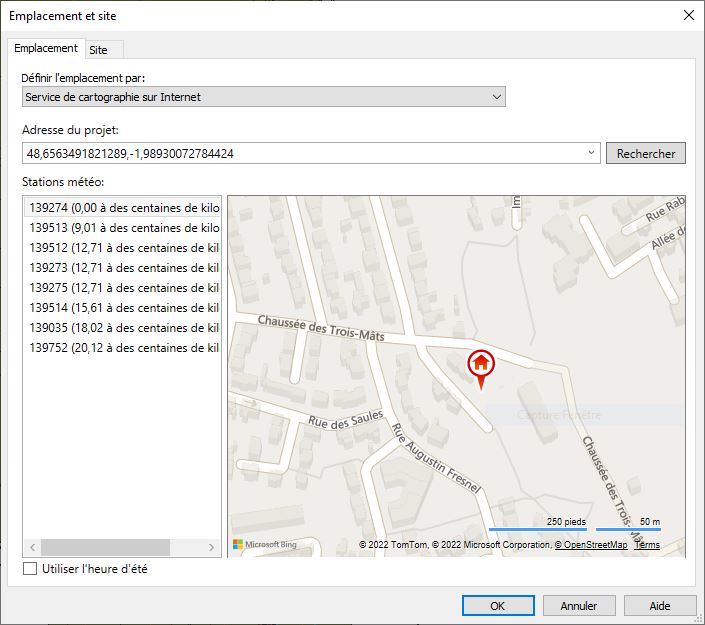 Définition de l’emplacement du projet dans Revit