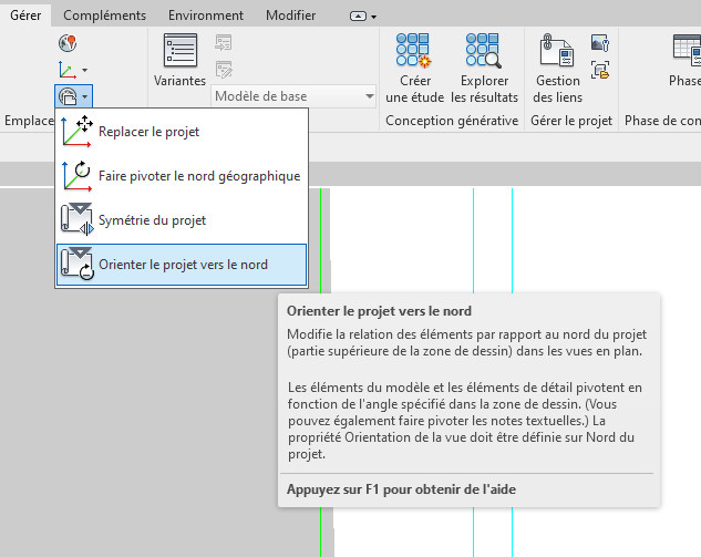 Orientation du “Nord projet” (tuto Revit)