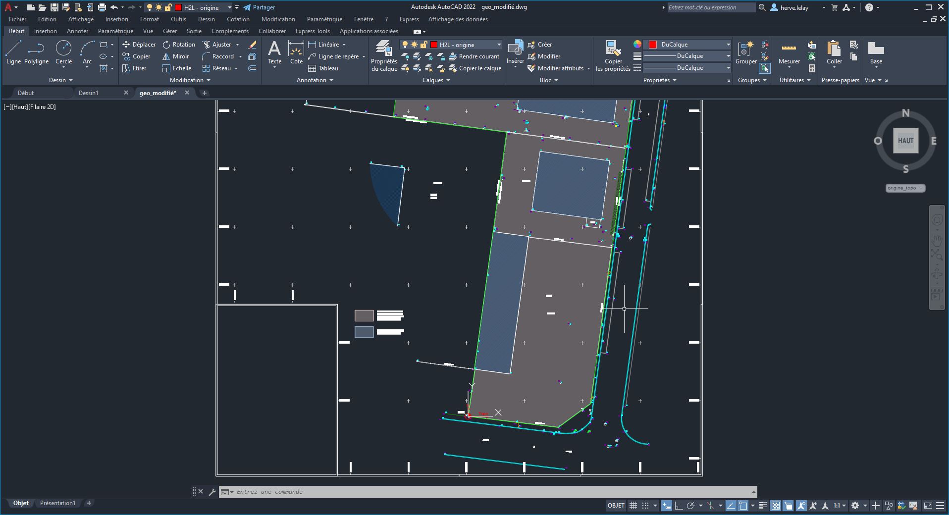 Plan Géomètre, après nettoyage dans AutoCAD