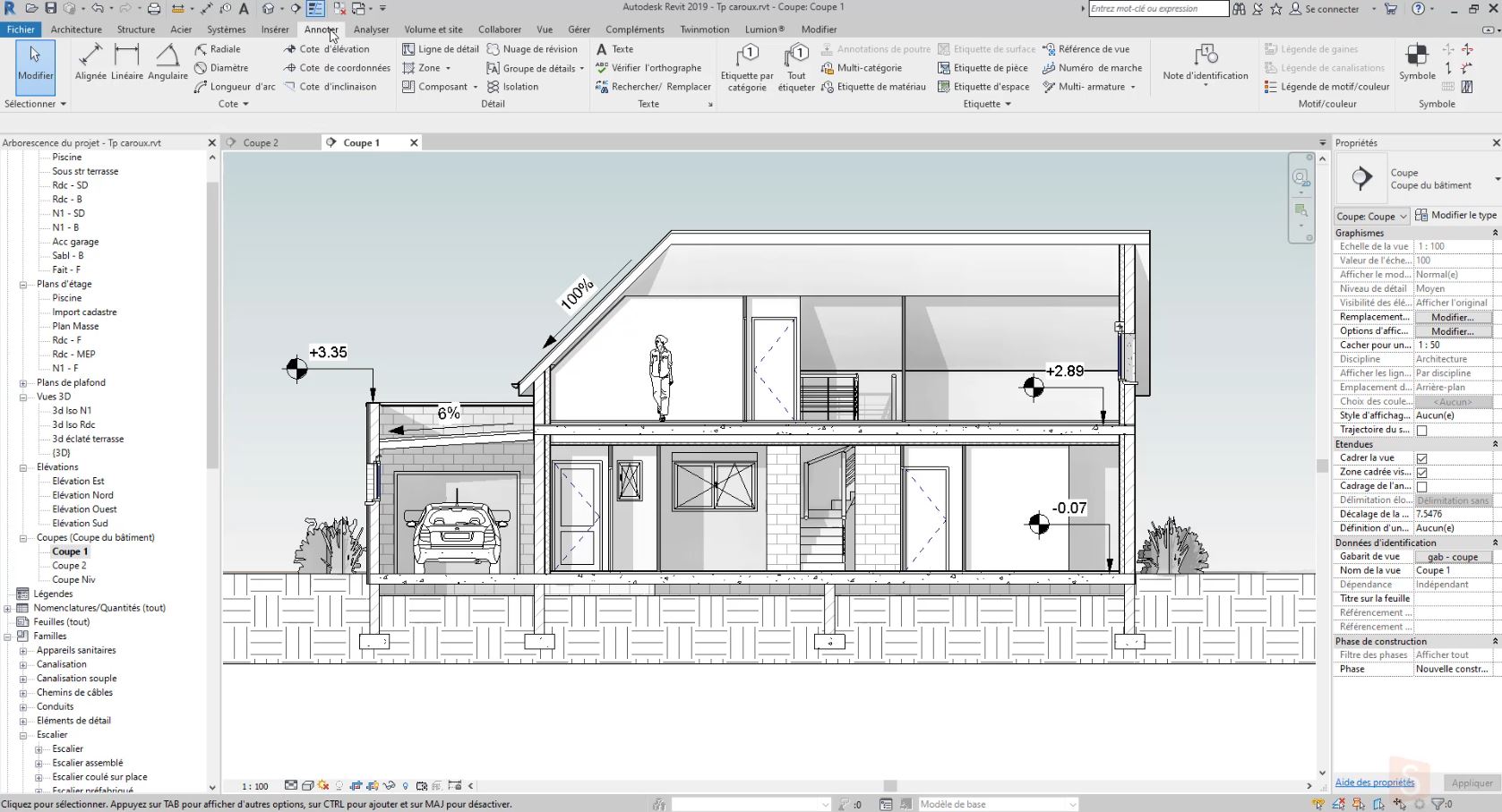 Coupe bâtiment Revit