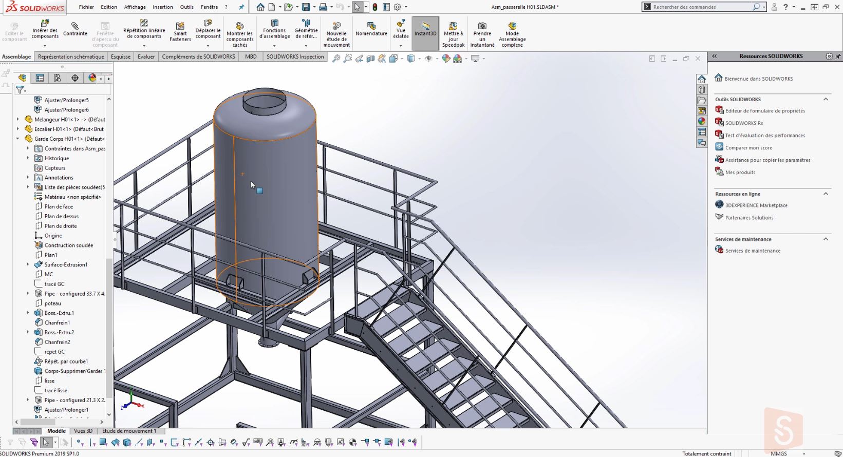 Conception d'une passerelle dans Solidworks