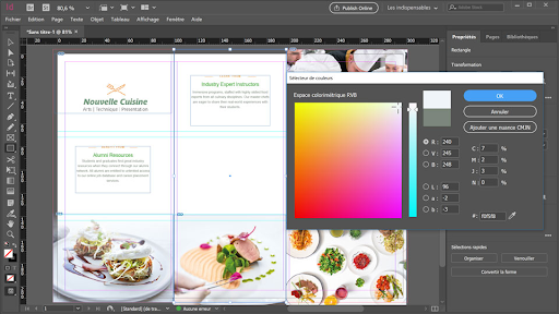 Exemple de mise en page dans InDesign