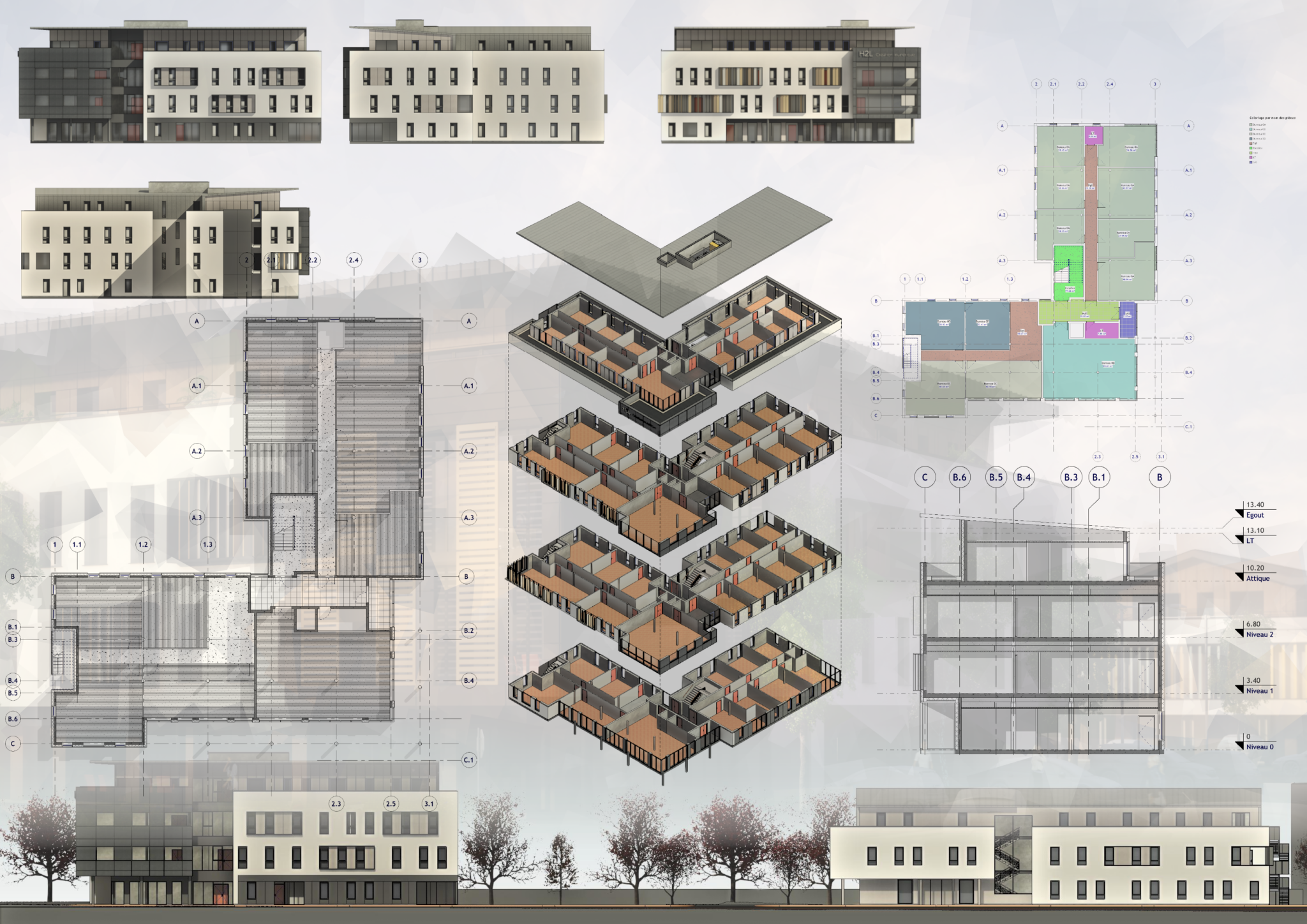 Immeuble de bureaux avec Revit